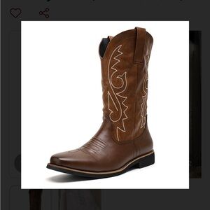 Brown Leather Embroidered Cowboy Boots